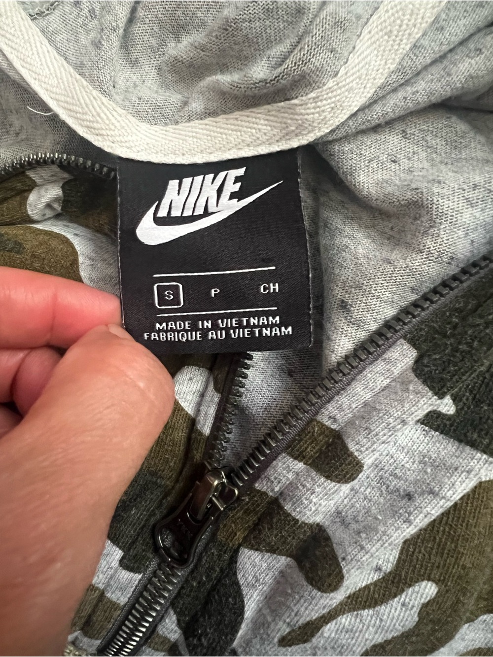 Nike Gym Vintage Camo Full Zip Hoodie Jacket Womens Small Green Black Y2K - Picture 12 of 13